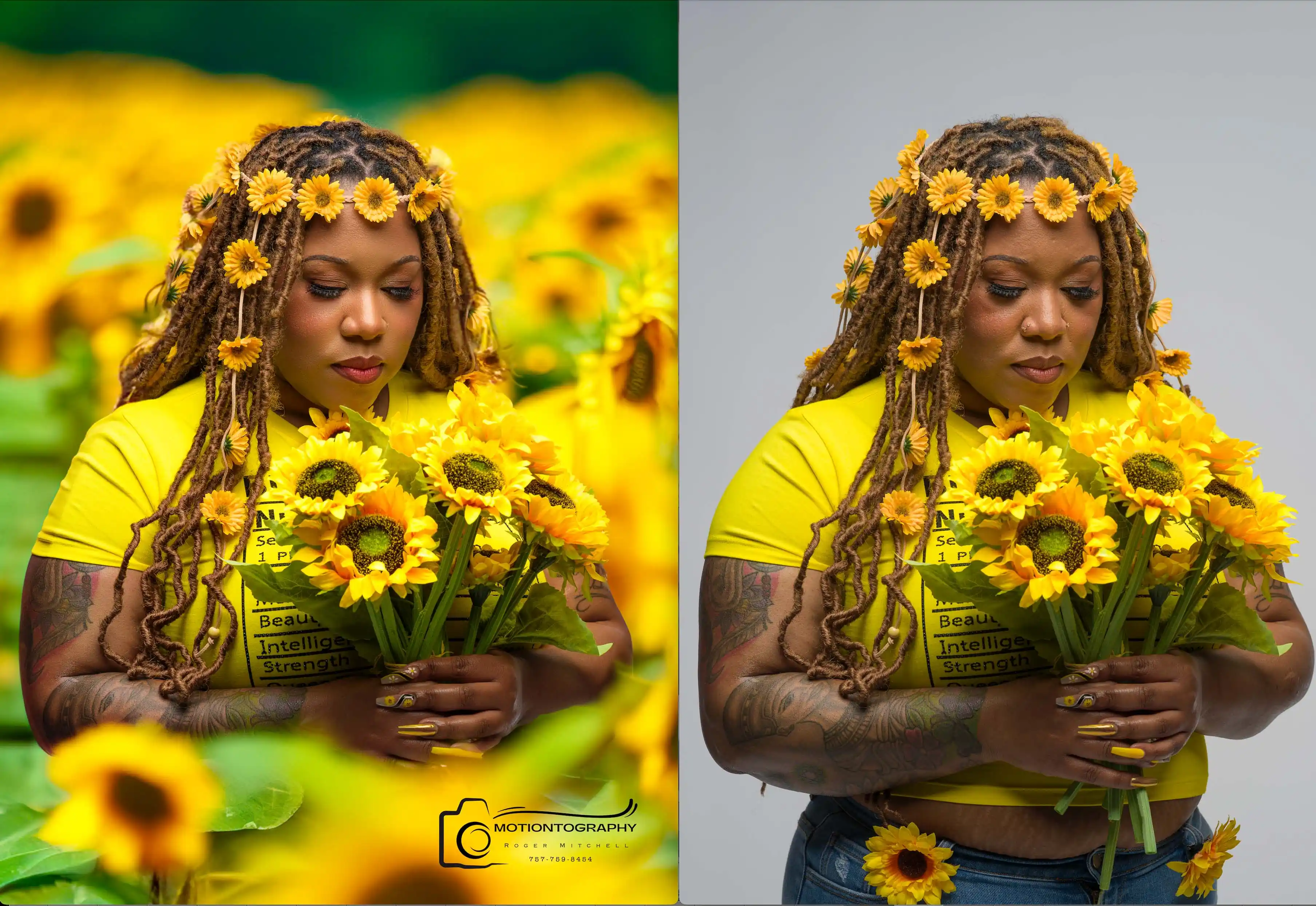 Before and after composite photography...