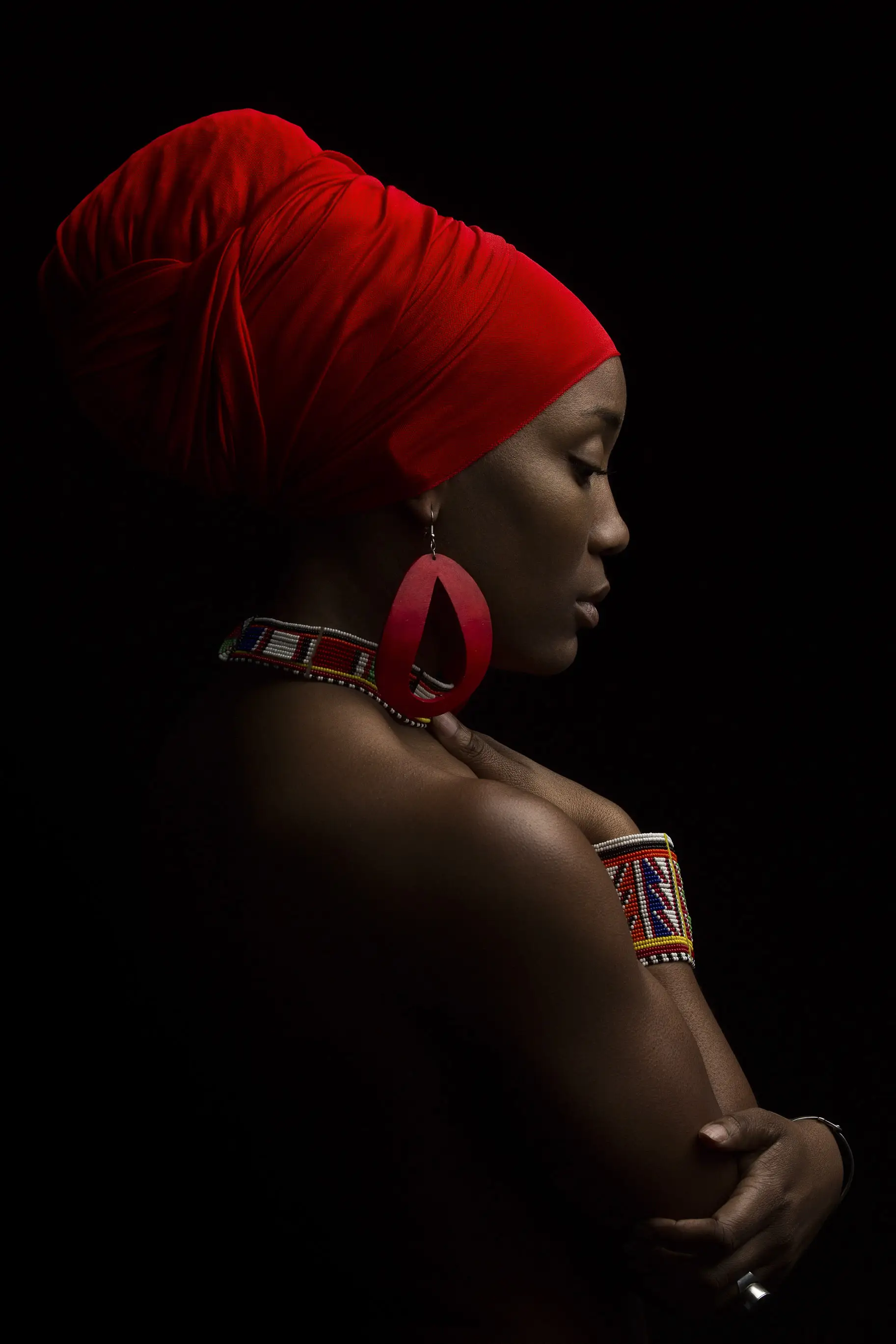 Dramatic portrait black woman...