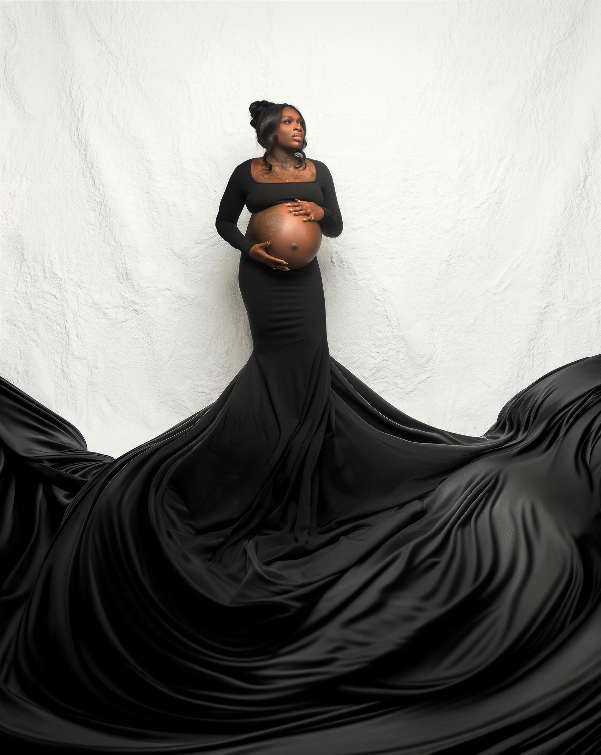 glowing fine-art maternity portrait after Motiontography retouching