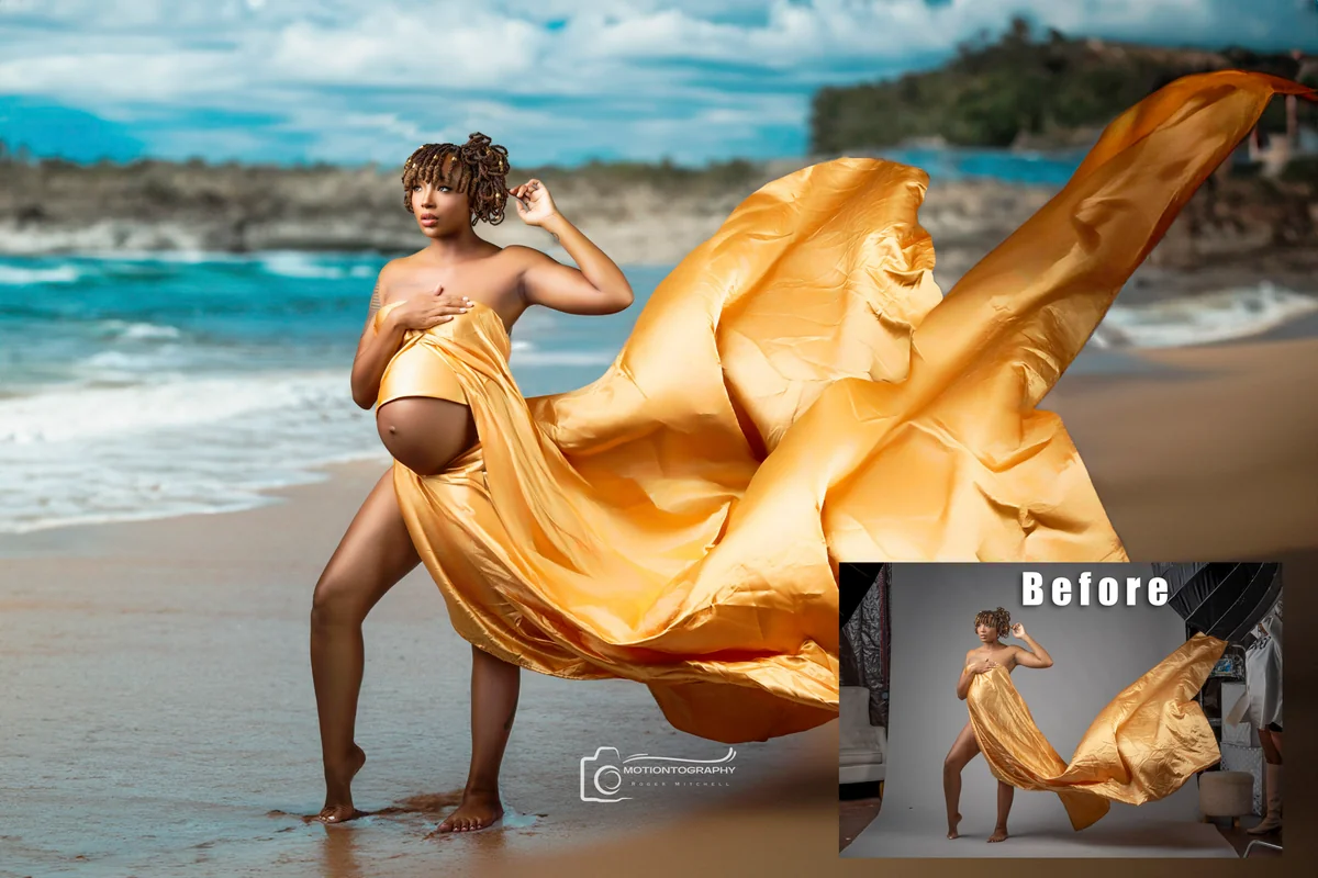 Fine-art maternity portrait by Motiontography