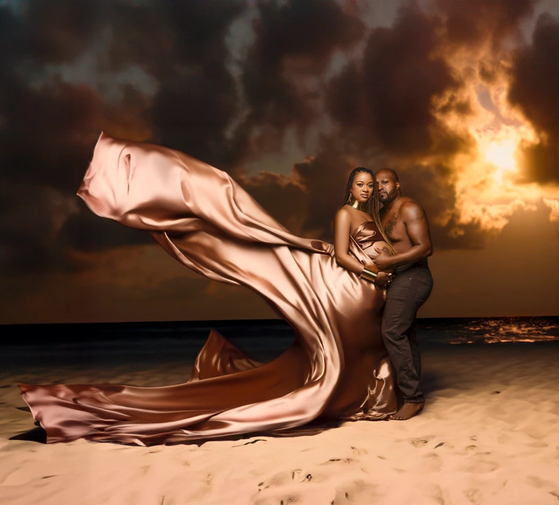 sunset beach maternity embrace by Motiontography