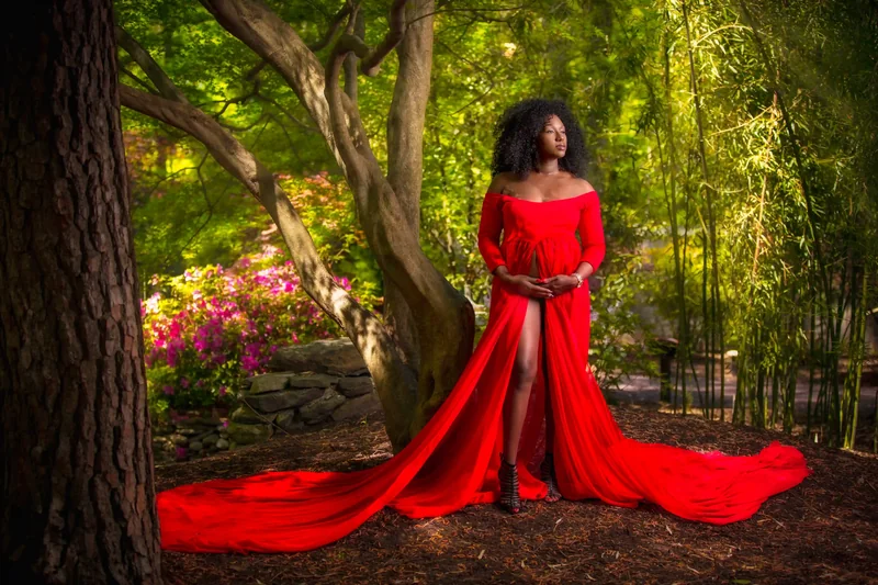 virginia beach maternity red dress red wing park by Motiontography